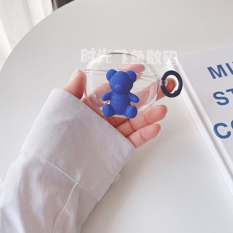 Hàng Có Sẵn! Vỏ Bảo Vệ Hộp Sạc Tai Nghe Realme Buds T100 Trong Suốt Hình Gấu & Nơ Xinh Xắn