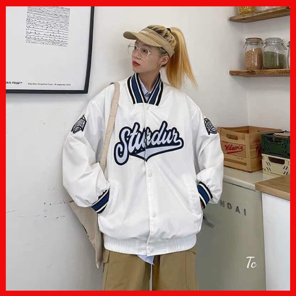 Áo Khoác Bomber Jacket Dù 2 lớp dầy dặn Form Rộng Phối Chữ Nam Nữ Ullzang Unisex