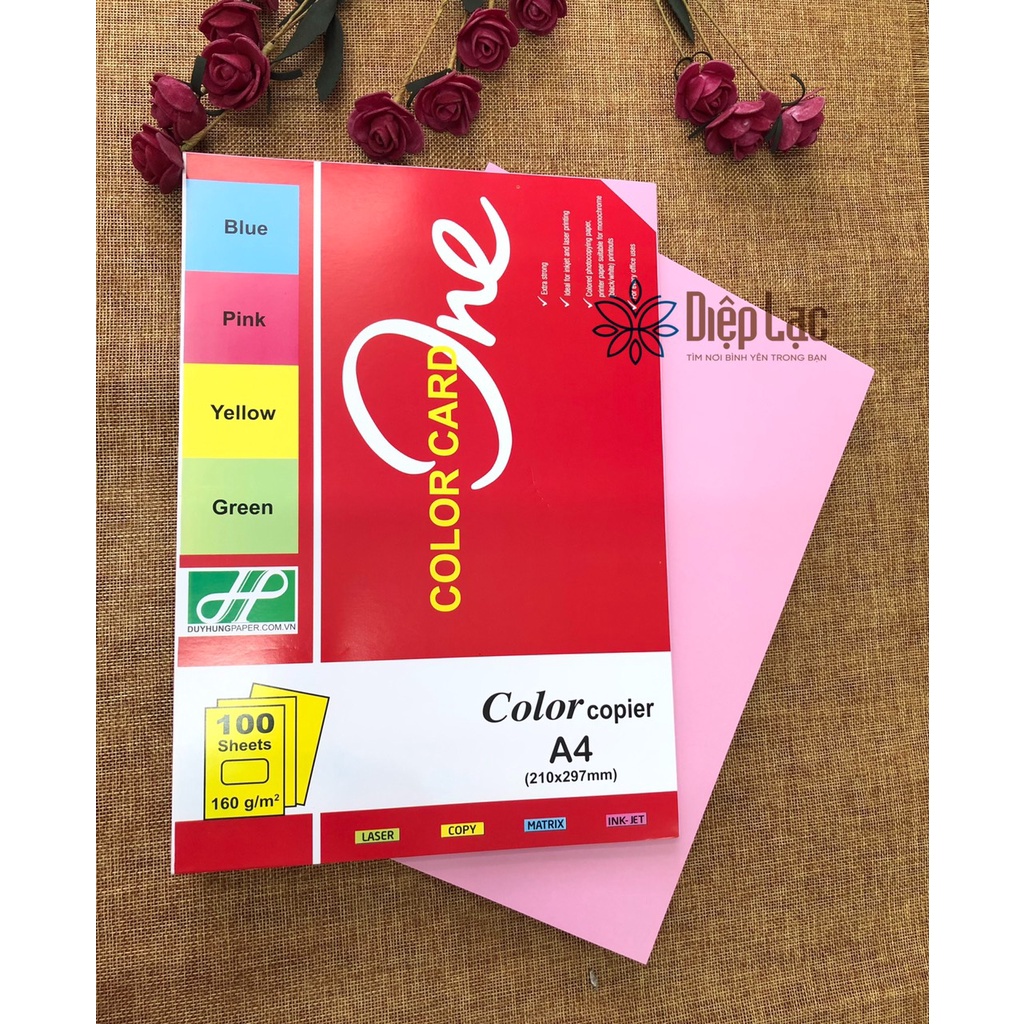 Bìa - giấy màu cứng các màu 160gms - 100 tờ A4 - Grand - ColorCard One - vpp Diệp Lạc sỉ/lẻ