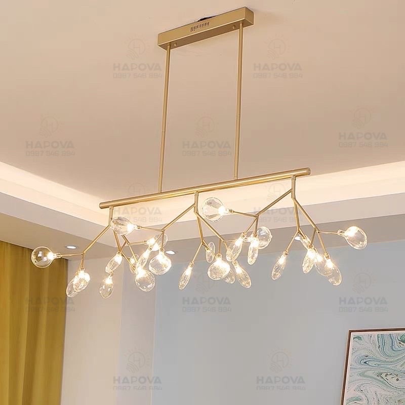 Đèn thả hera ngang màu đen 27 lá thủy tinh HAPOVA BONIA 6985