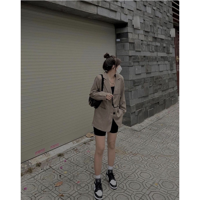 Áo Khoác Vest Blazer Kẻ Nhí 2 Lớp Dày Dặn Hàng Quảng Châu M254-Violet