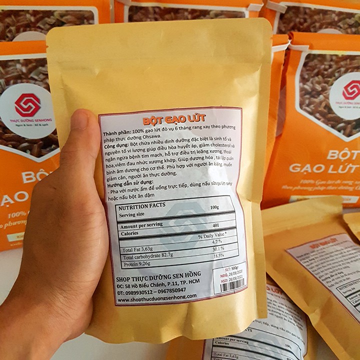 Bột gạo lứt (500gr)Bột gạo lứt đỏ rang xay (500gr) Giúp cơ thể lập lại quân bình, phù hợp với người tiểu đường, ăn kiêng