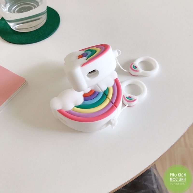 ☘️Tặng kèm móc treo☘️ Case bao Airpod 1 2 Cầu vồng sắc màu - Vỏ bọc Cover đựng tai nghe không dây Airpods...Rainbow