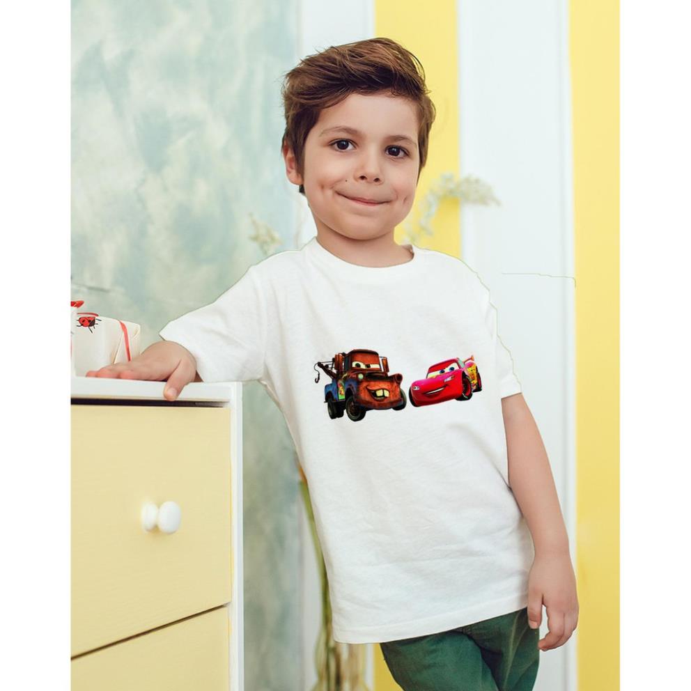 Áo thun Trẻ em in hình Cars - McQueen & Mater cool ngầu Cotton Thun - Dẽ Thương
