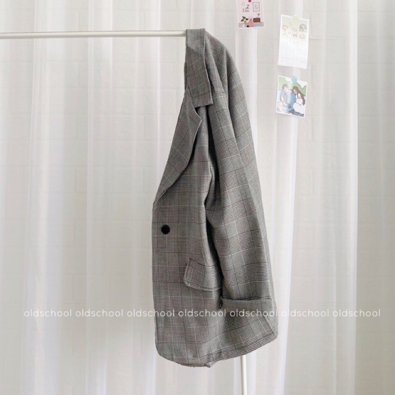 [Ảnh thật/Video] Áo Blazer Kẻ Ulzzang Túi Nắp Hàng Quảng Châu Chất Đẹp