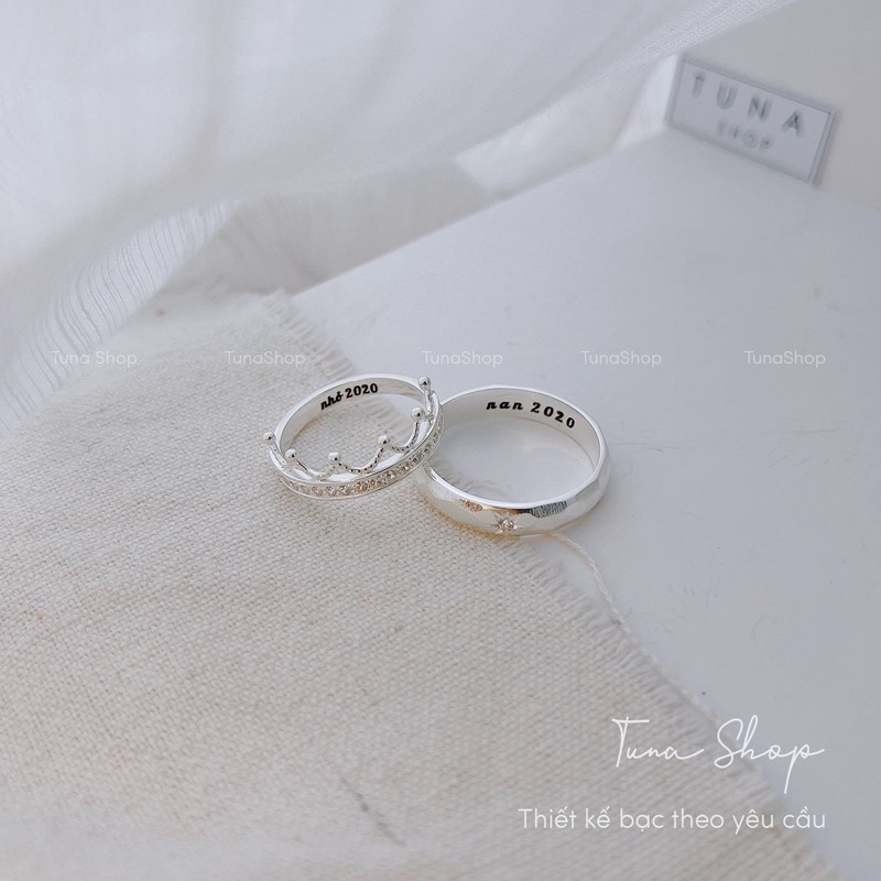 Nhẫn đôi Bạc cao cấp, Nhẫn bạc thiết kế TUNASILVER 𝑲𝒉𝒂̆́𝒄 𝒗𝒂̀ 𝒕𝒉𝒊𝒆̂́𝒕 𝒌𝒆̂́ 𝒕𝒉𝒆𝒐 𝒚𝒆̂𝒖 𝒄𝒂̂̀𝒖 𝑨̉𝒏𝒉 𝒕𝒉𝒂̣̂𝒕 Cam kết chuẩn Bạc