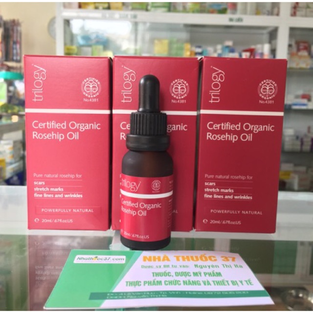 Trilogy Certified Organic rosehip oil - tinh dầu tầm xuân mờ thâm sẹo, sáng mịn da, làm mờ vết rạn da, giảm nếp nhăn