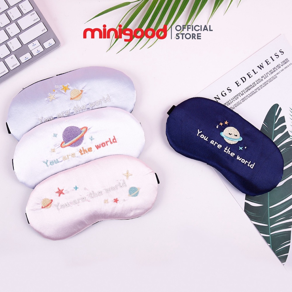 Bịt mắt che mắt ngủ có túi gel massage hoạ tiết You're the world MINIGOOD