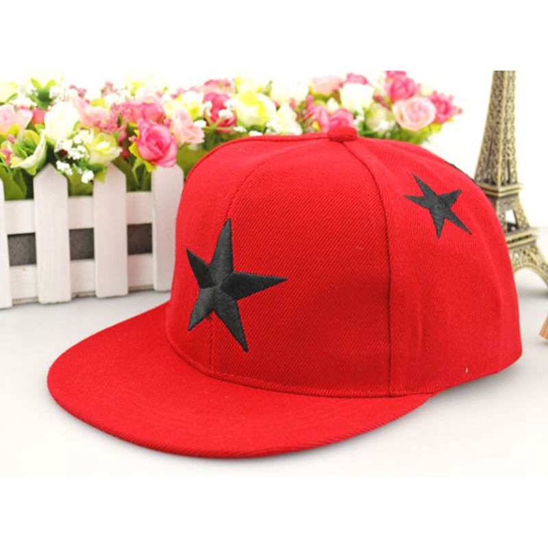 5-13Yrs Kid's Baseball Caps Embroidery Star Flat Brim Hats Adjustable Boys Fashion Hip Hop Ball Cap