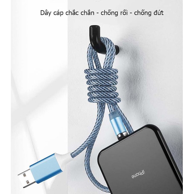 [ Hot ] CÁP SẠC NAM CHÂM PHÁT SÁNG 4.0 - Combo 3 chân sạc MicroUSB - TypeC - Lightning. Dây sạc điện thoại có đèn led