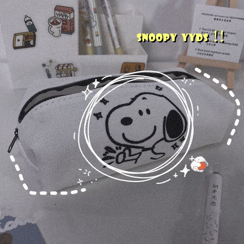 Túi Đựng Bút Bằng Vải Canvas In Hình Snoopy Đáng Yêu