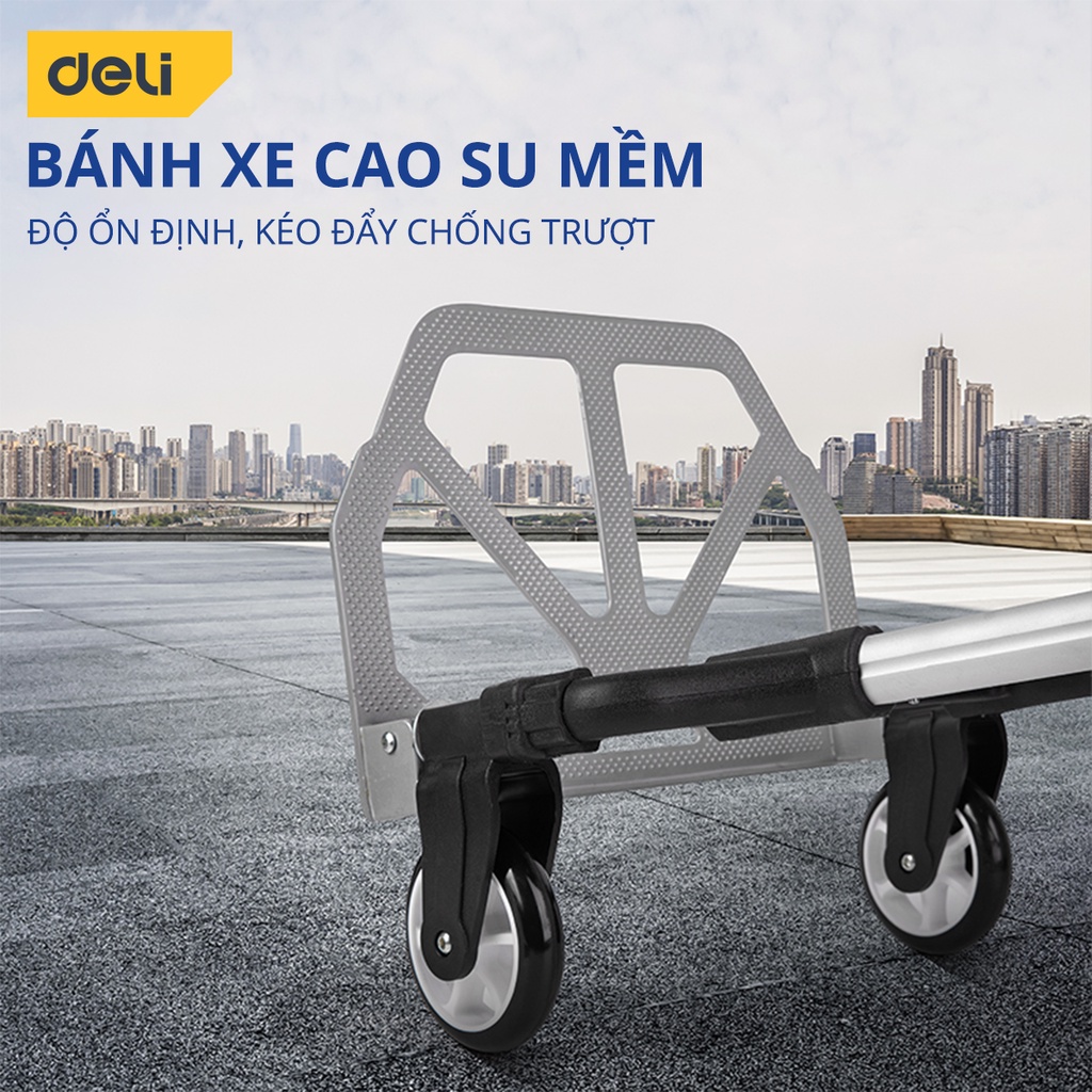 Xe Đẩy Hàng Gấp Gọn Đa Năng Deli Cao Cấp 6 Bánh / 2 Bánh - Chất Liệu Hợp Kim Nhôm Siêu Bền - Tải Trọng 70kg - DL431070