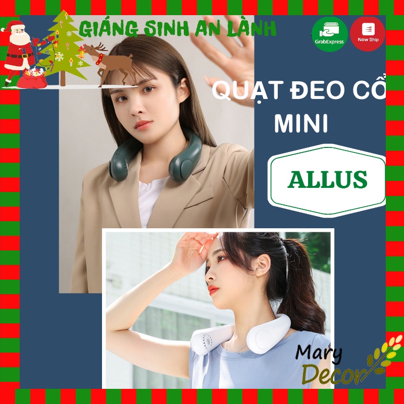 Quạt mini đeo cổ không cánh ALLUS _Biên độ thổi 360 độ mát mẻ dễ chịu, có thể sử dụng trong 3~5h_BH 1 tháng 1 đổỉ 1