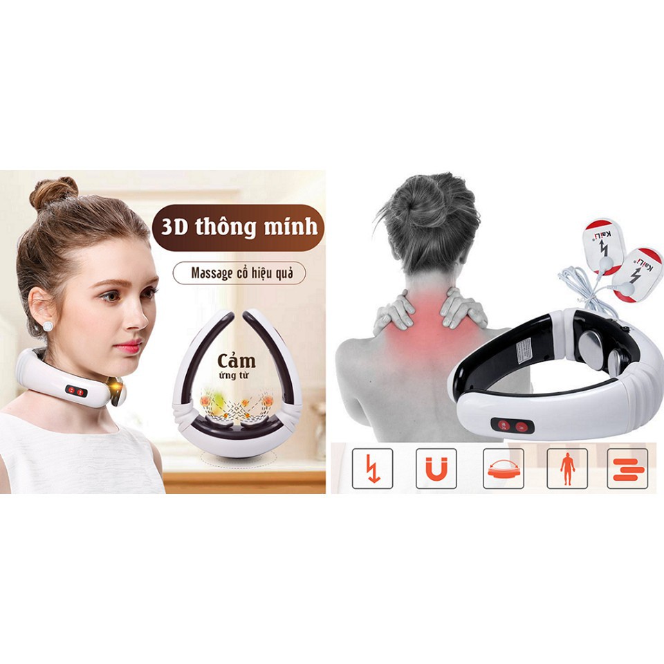 [Hàng Chính Hãng] Máy massage cổ y tế - Máy mát xa cổ trị liệu cảm ứng 3D