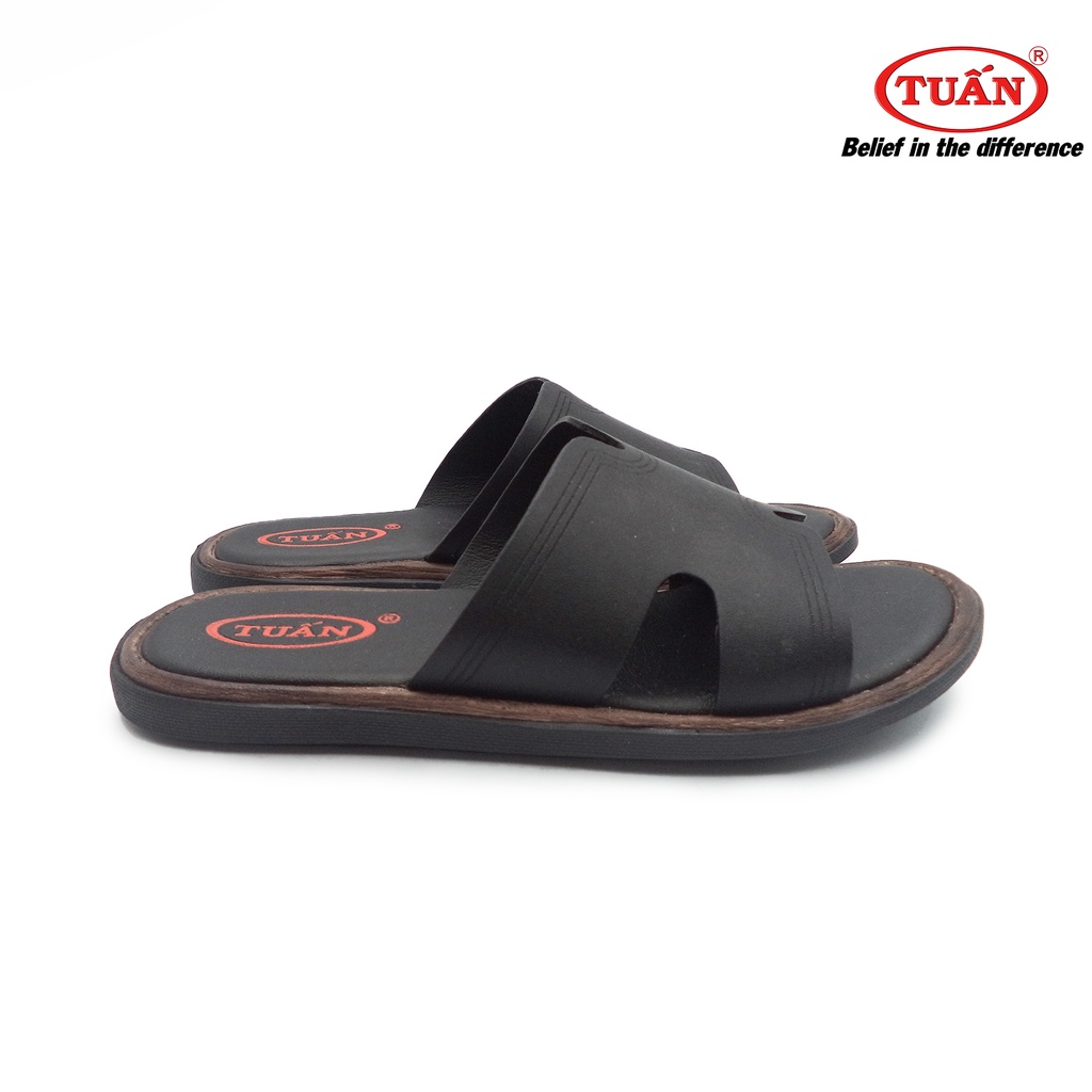 Dép da nam quai bảng ngang da bò tự nhiên thương hiệu Tuấn DXHU-83G