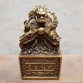 Ấn rồng phong thuỷ chất liệu bằng đồng vàng MS76