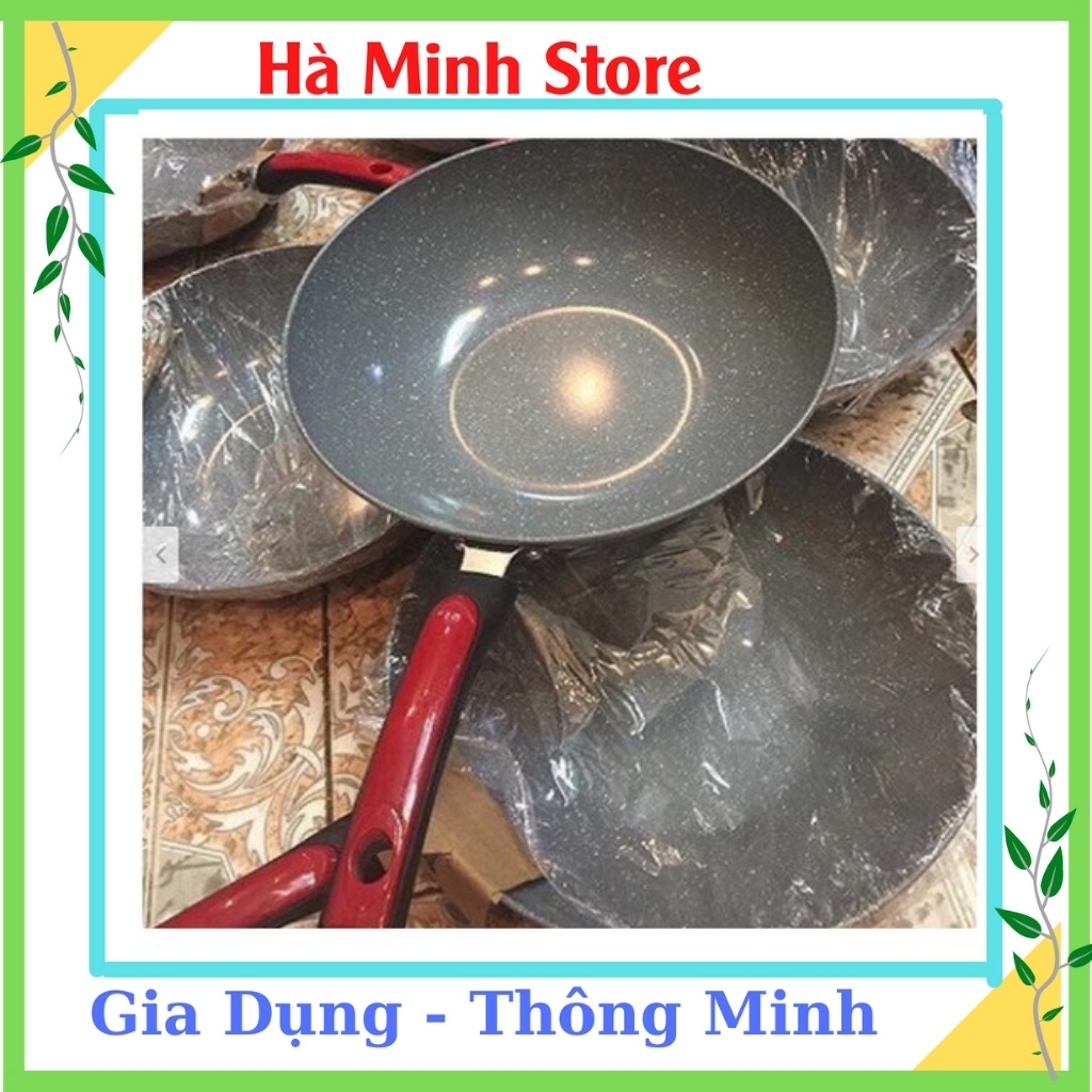 Chảo Đá Sâu Lòng Ceramic Size 32 Siêu Chống Dính, An Toàn, Không Đổi Màu, Dùng Cho Tất Cả Các Loại Bếp, Gia Dụng Hà Minh