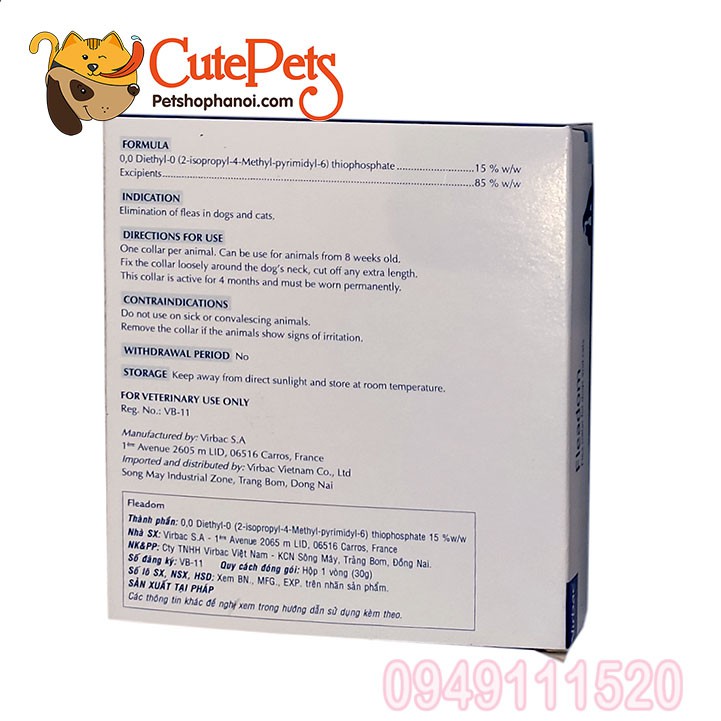 Vòng cổ chống rận Fleadom Virbac - CutePets