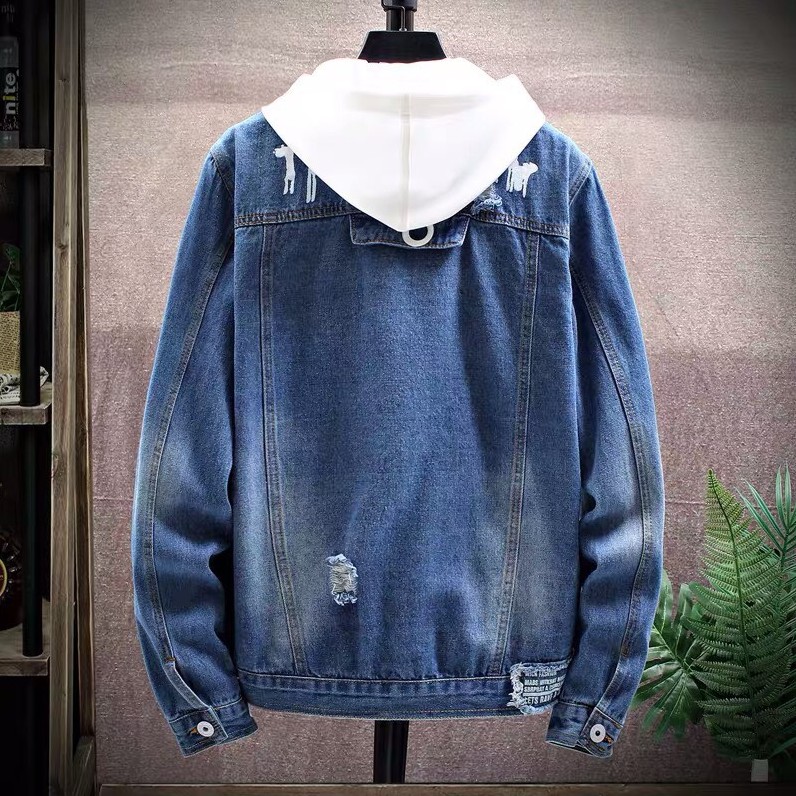 Áo Khoác Jean Nam - Aó Bò Nam Màu Xanh Phối Thêu Chữ NO07  Có Cổ Siêu Bền Đẹp | BigBuy360 - bigbuy360.vn