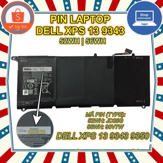 Pin Laptop Dell XPS 13 9350 9343 13D 9343 90V7W 56Wh