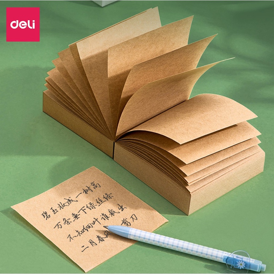 Giấy nhớ màu nâu 400 tờ Deli  -  văn phòng - học sinh - nhắn/ note - 21515 - vpp Diệp Lạc (sỉ/lẻ)