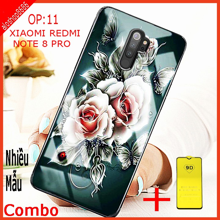 COMBO ốp lưng KÍNH 3D XIAOMI REDMI NOTE 8 PRO (TẶNG KÈM 1 kính cường lực FULL màn hình ) EDUCASESHOP