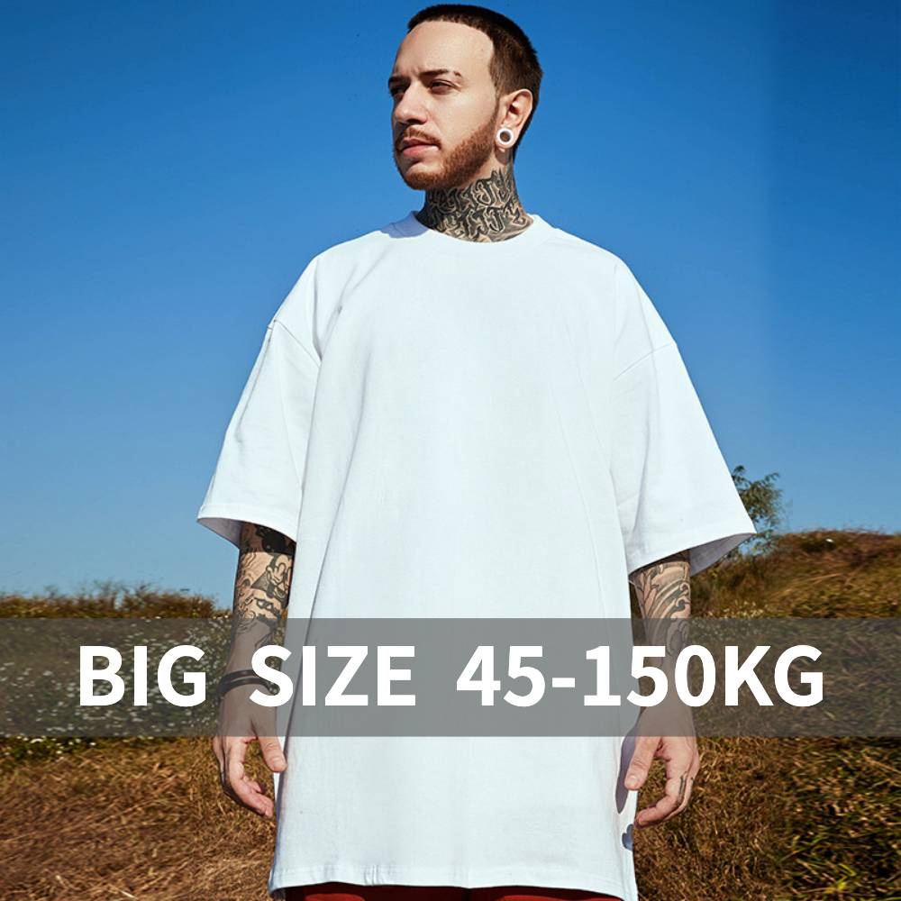 Áo Thun Tay Ngắn Dáng Rộng Màu Sắc Đơn Giản Có Size Lớn 45-150KG Dành Cho Nam Giới