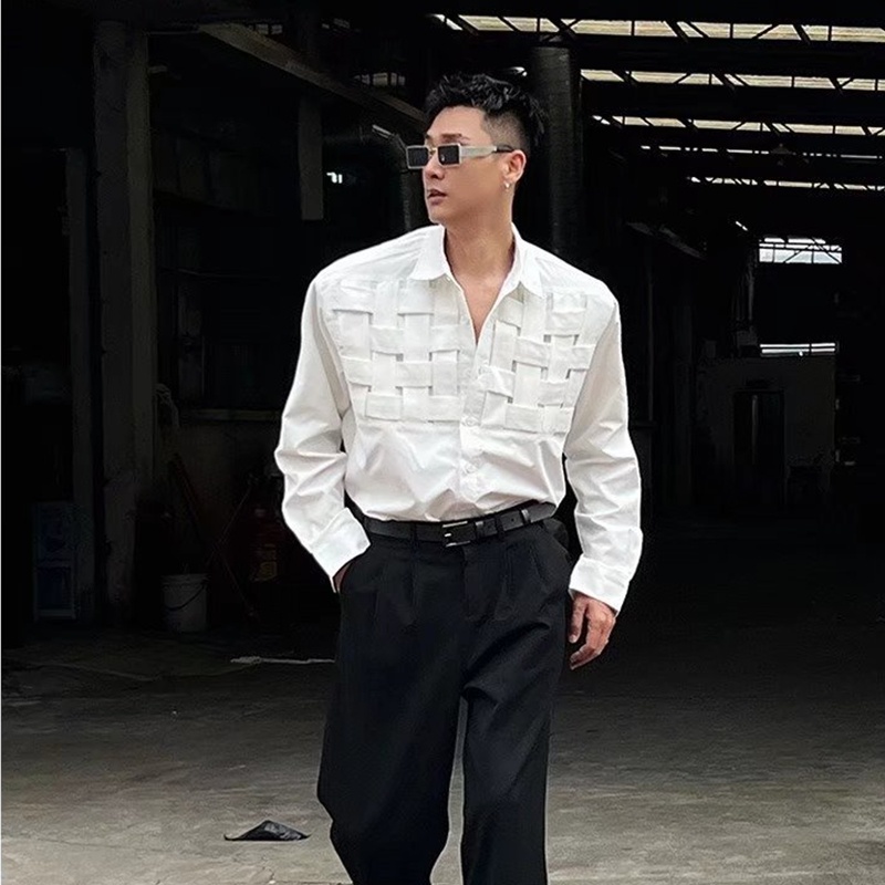 Áo Sơ Mi Tay Dài Dáng Rộng Màu Trơn Thời Trang Xuân Hè Phong Cách Hàn Quốc Cho Nam