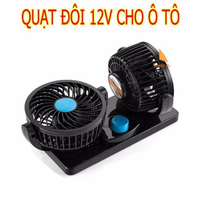 Quạt Trên Ô Tô, Bộ Quạt Đôi Ô Tô Dùng Tẩu 12V Trên Ô Tô Siêu Tiện Dụng, Siêu Thoáng Mát