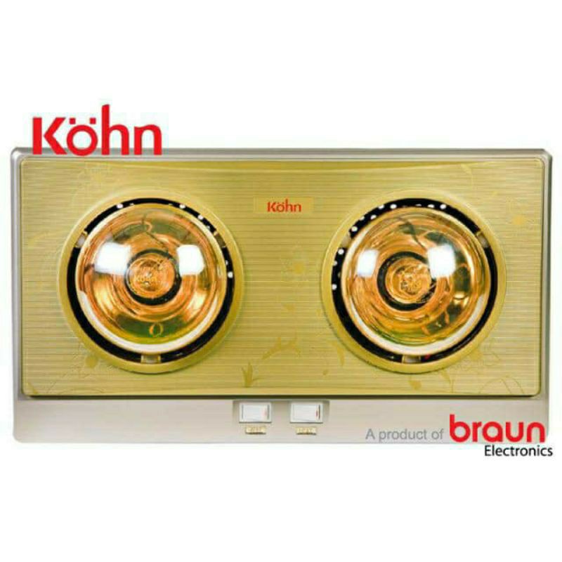 Đèn sưởi nhà tắm 2 bóng Kohn Braun hàng chính hãng bảo hành 5 năm.