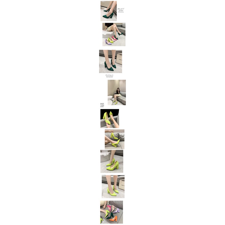 Giày Cao Gót Mũi Nhọn Bằng Da Bóng Nhiều Màu Sắc Thời Trang Phong Cách Hàn Quốc Cho Nữ Size 3.94 Inches