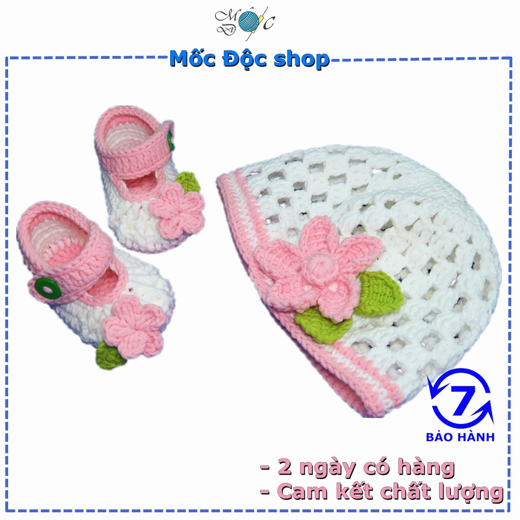 Giày nón len handmade cho bé gái sơ sinh đến 1 tuổi 0-12 tháng