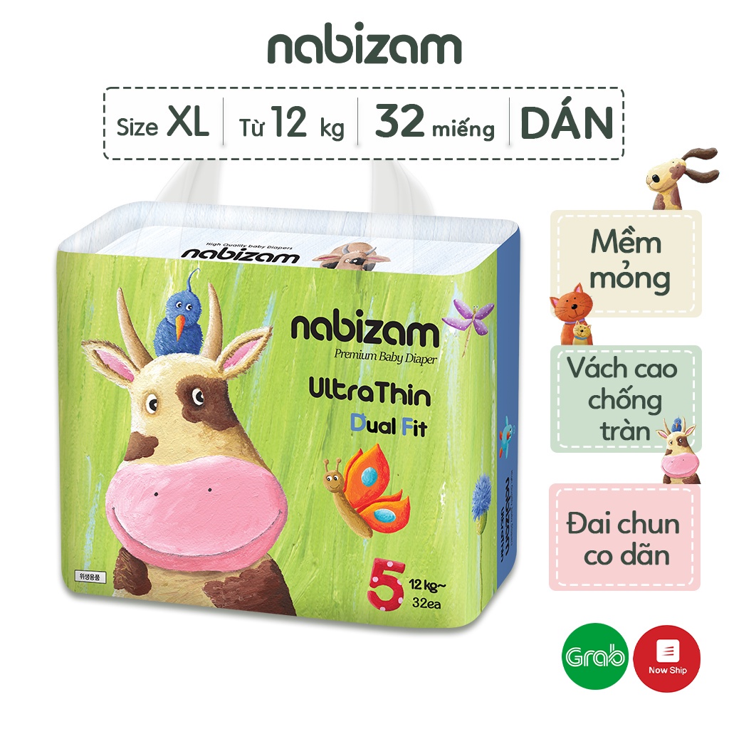 Tã/Bỉm Quần NABIZAM Ultra Thin Nội Địa Hàn, Mềm Mại, Mỏng Nhẹ Size M32/L30/XL26/2XL22/3XL20 Cho Bé 6-25kg