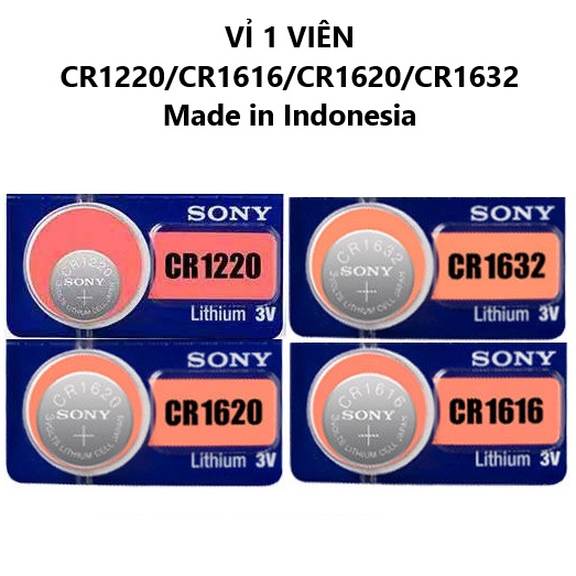 1 Viên Pin Sony CR1220 / CR1616 / CR1620/ CR1632 lithium 3V (Pin CMOS) - Made in Indonesia