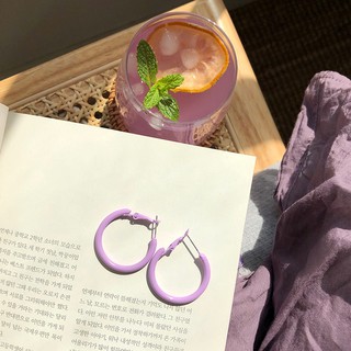 Khuyên Tai Tròn Đính Đá Màu Tím C326