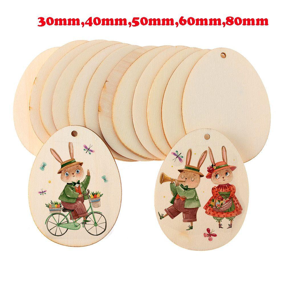 LONTIME Set 10 / 25 / 50 Trứng Gỗ Tự Nhiên Vẽ Họa Tiết Phục Sinh Trang Trí