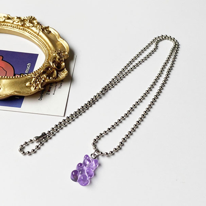 Dây chuyền mặt hình gấu kẹo dẻo hoạt hình bằng nhựa resin màu sắc ngọt ngào cho nữ