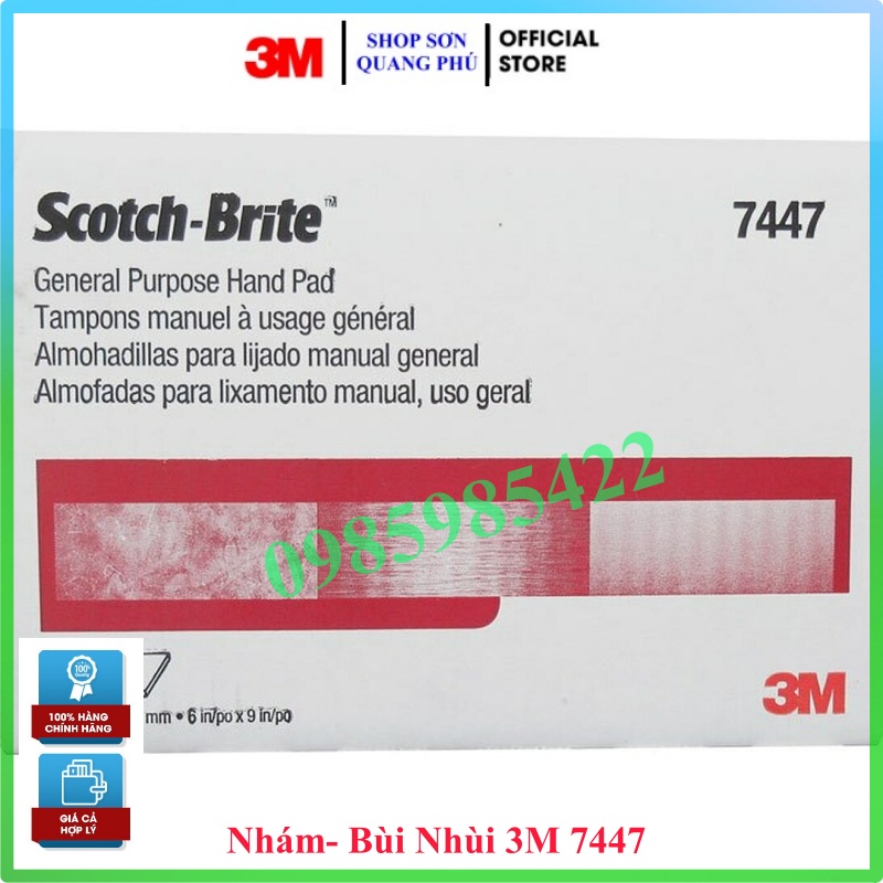 Nhám 3M Bùi Nhùi Scotch Brite 7447 Miếng Chùi Rửa nhám xả khô sơn lót và tàn sơn lót SONQUANGPHU8856