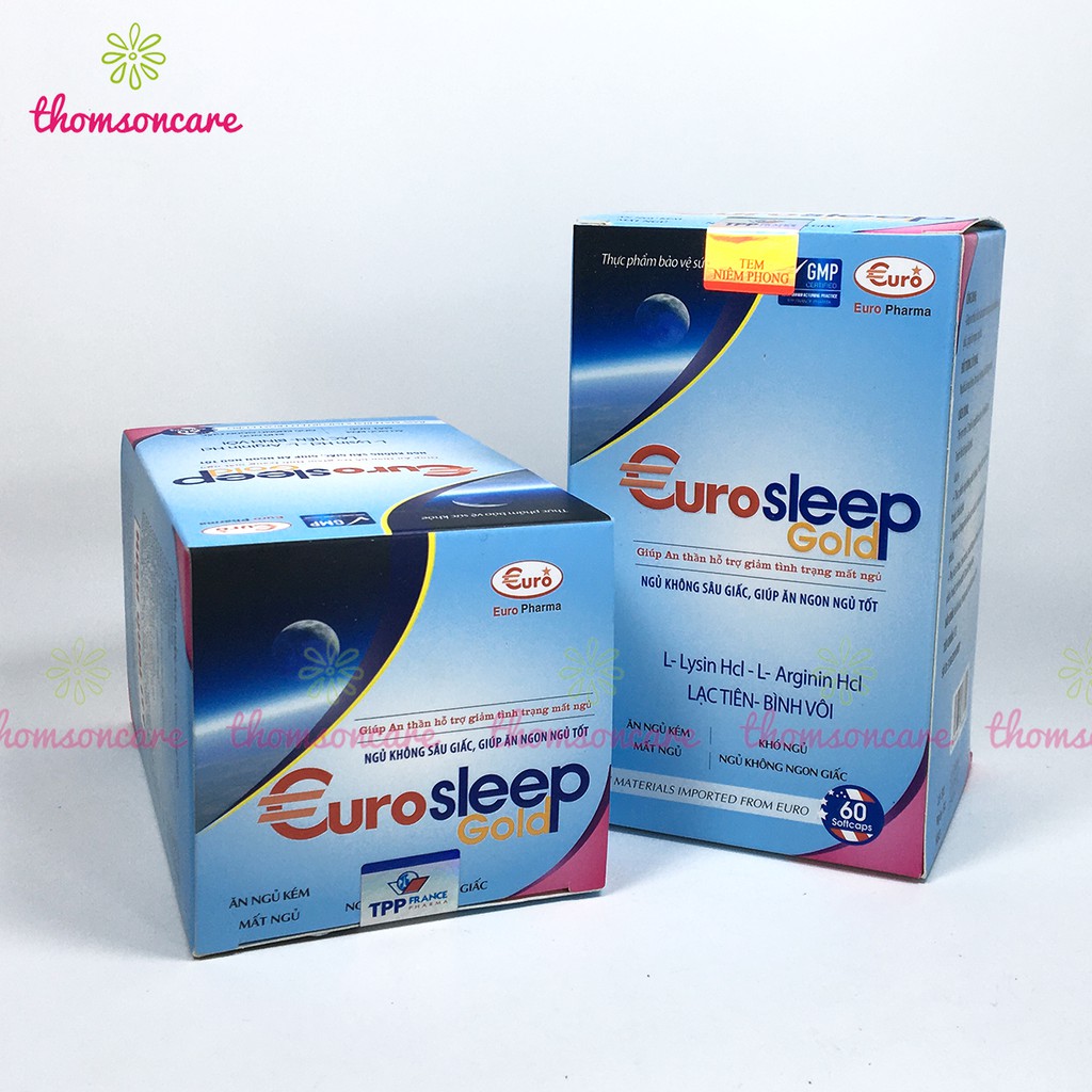 Viên ngủ ngon, giảm mất ngủ, an thần từ Melatonin, sâu giấc từ thảo dược Euro Sleep hộp 60v