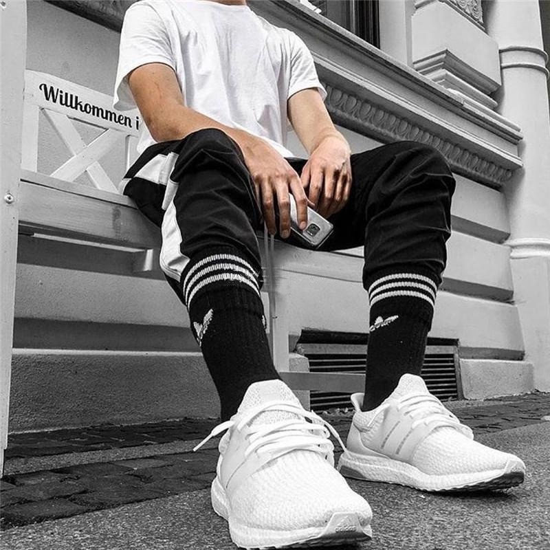 Bộ ba Tất vớ nam nữ Adidas họa tiết 3 sọc và Trefoil, tất cổ cao màu đen - HODU Sport
