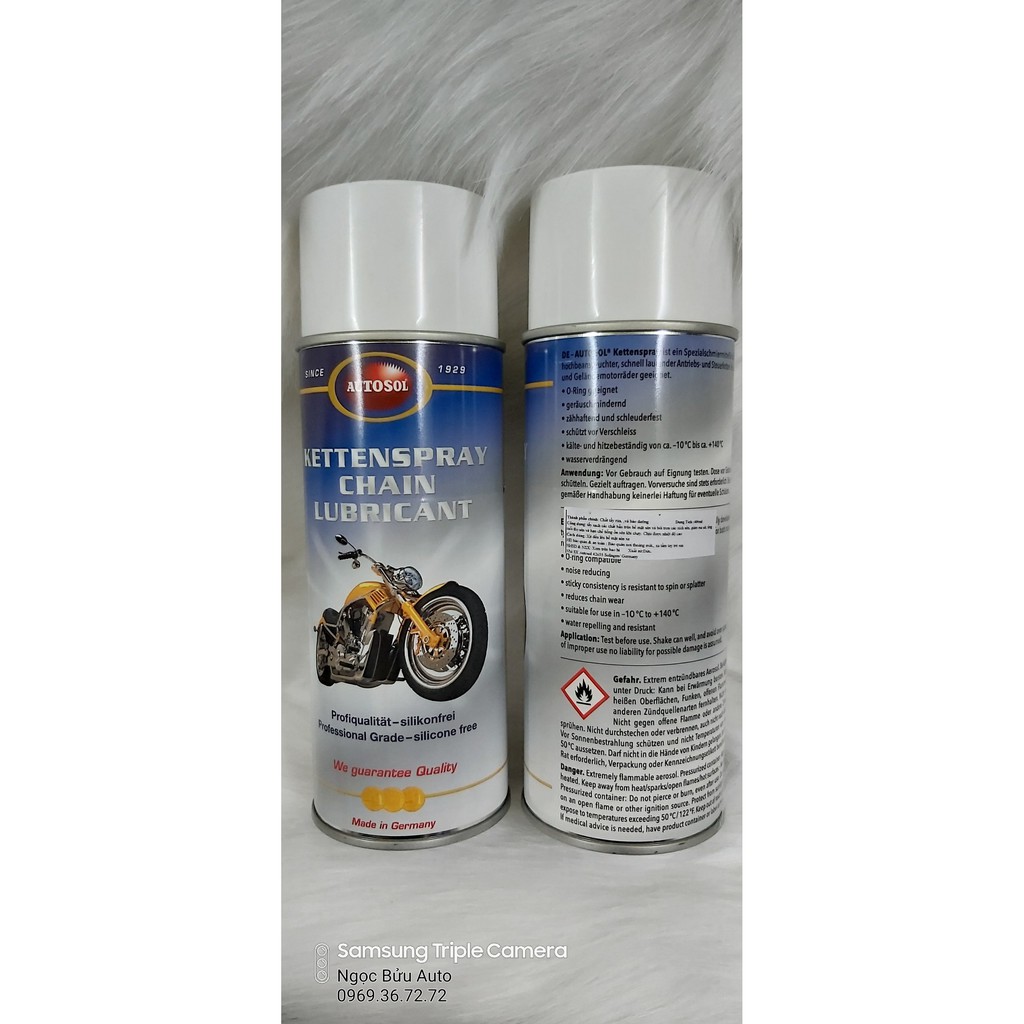 Dầu xịt bôi trơn, bảo dưỡng sên xích Autosol Chain Lubricant.