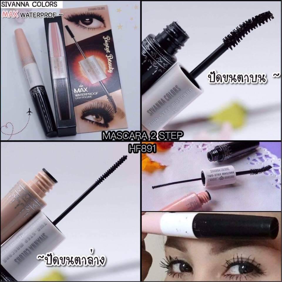 Mascara 2 đầu chuốt mi đen dài và cong mi 2 bước Sivanna Colors Two Step Mascara Bigeye Beauty HF891