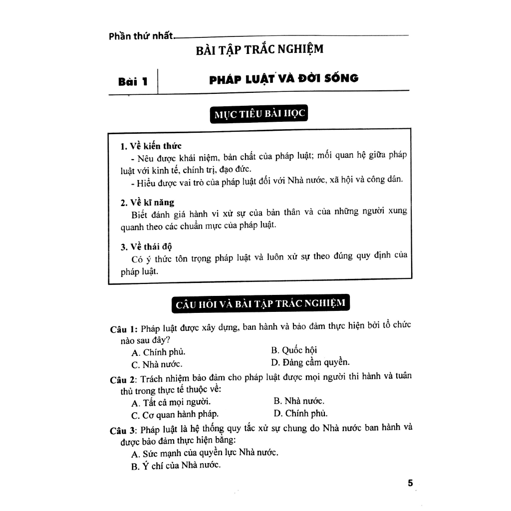 Sách - Câu Hỏi & Bài Tập Trắc Nghiệm Giáo Dục Công Dân