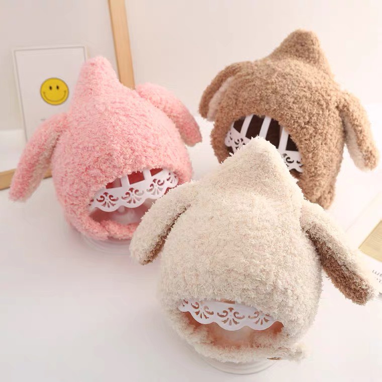 Mũ Lông Cừu Tai Thỏ Trùm Đầu Cho Bé Trai, Bé Gái 1-4Y Siêu Xinh, Chất Len Mềm Mịn Giữ Ấm Tốt