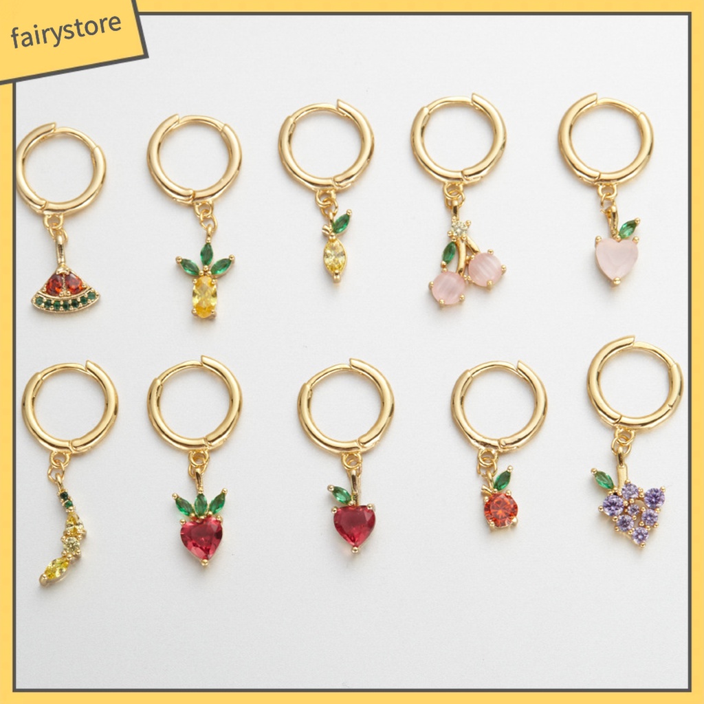 1 Đôi Bông Tai Hình Chùm Nho Đính Đá Nhiều Màu Thời Trang