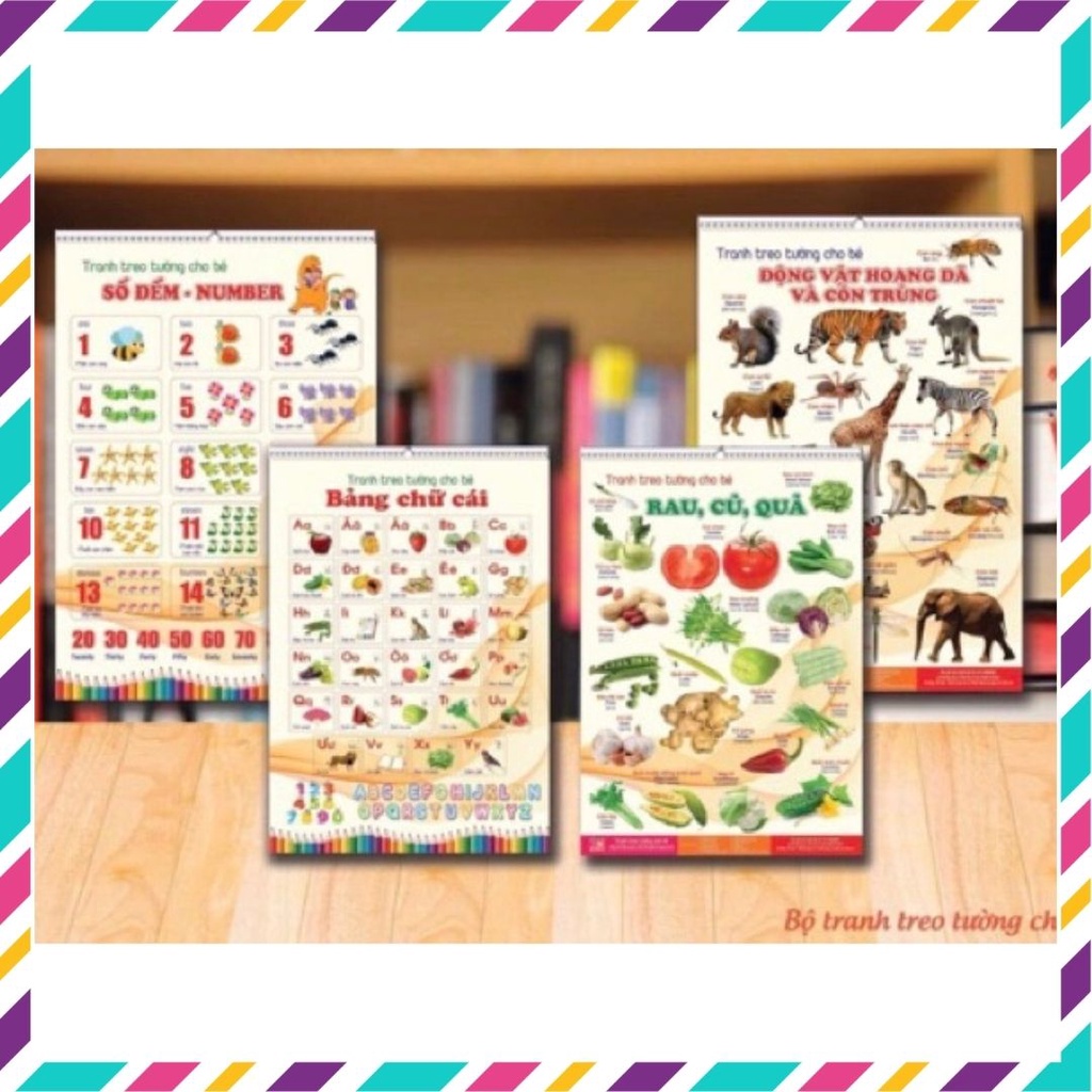 Tranh treo tường cho bé 12 chủ đề về thế giới xung quanh cho bé từ 6 tháng tuổi