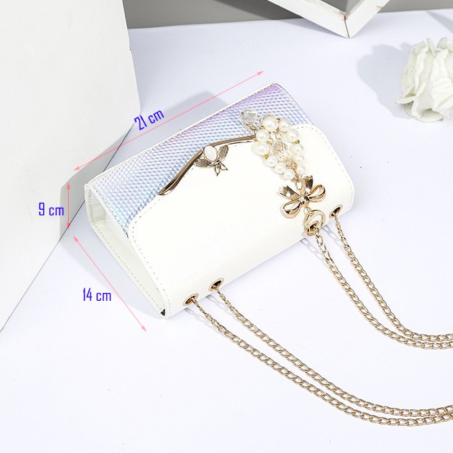 Túi Đeo Chéo, Túi Đeo Chéo T23 T32 Da Bóng Trắng