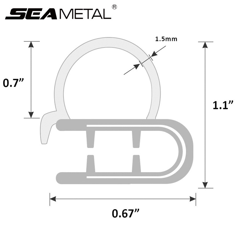 Dải Cao Su PVC EPDM Hình Chữ U Dán Viền Cửa Xe Hơi / Tàu Thuyền / Xe Tải Chống Bụi Cách Âm Thông Dụng
