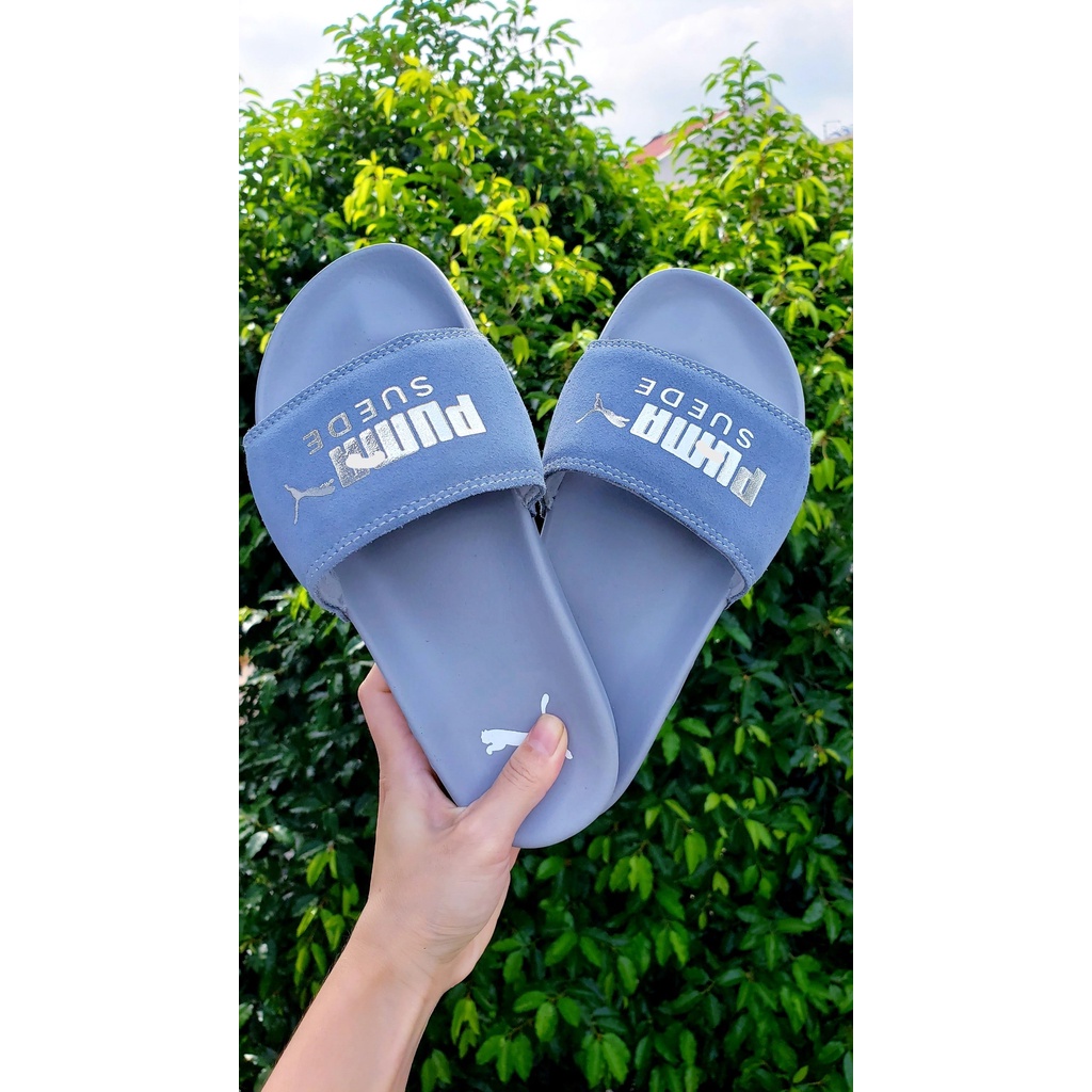 Dép unisex 𝐌𝐋𝐁 𝙋𝙐𝙈𝘼 da lộn chữ dập nổi êm chân nam nữ 36-40