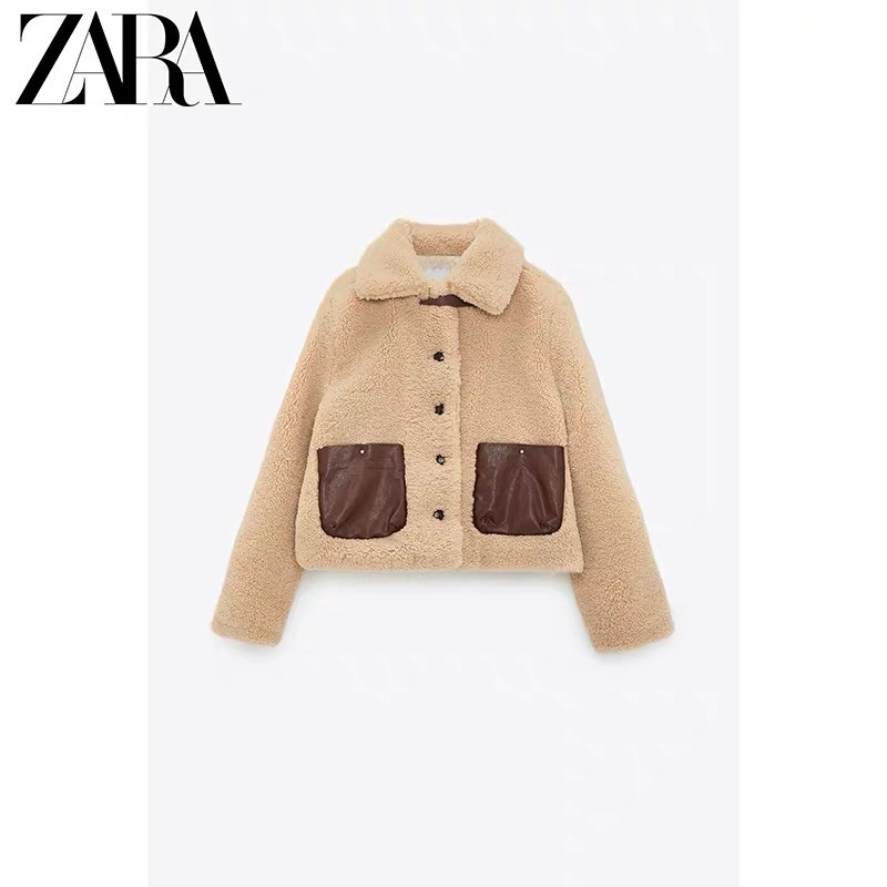 Áo khoác lông pha da Zarrraa dư sịn